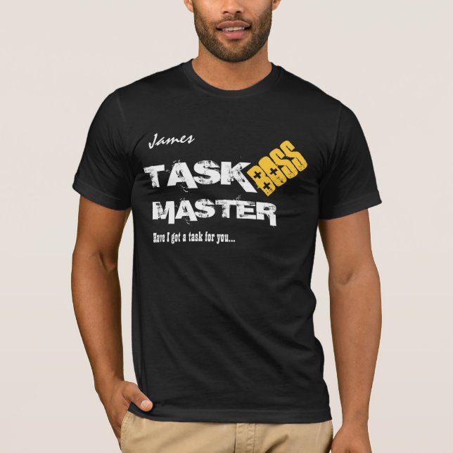 Lustiger Chef AUFGABEN-MEISTERindividueller Name T-Shirt (Vorderseite)