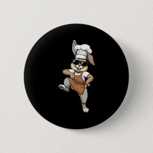 Lustiger Chef-Hase, cooler Backhase-Koch-Cartoon Button