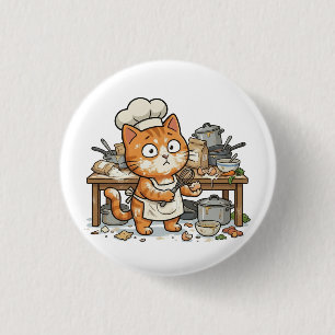 Lustiger Chef-Katzen-Button für eine unordentliche Button