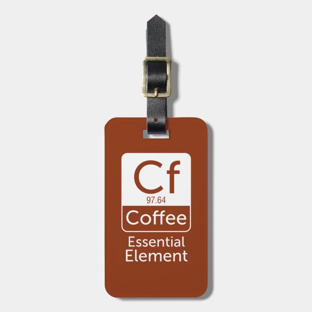 Lustiger Chemie-Wortspiel-Witzkaffee wesentliches Gepäckanhänger (Vorderseite vertikal)