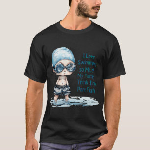 Lustiger Chibi-Schwimmer Ich liebe Schwimmen Teil T-Shirt