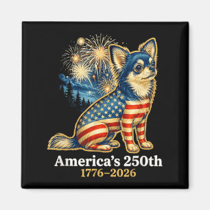 Lustiger Chihuahua 4. Juli 250 Jahre Amerikanisch Magnet