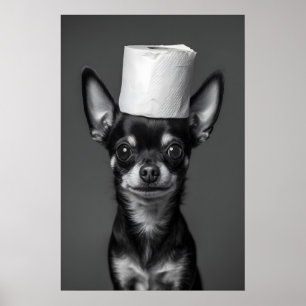 Lustiger Chihuahua-Badezimmer-Kunstdruck, Toilette Poster