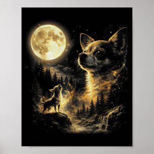 Lustiger Chihuahua heult den Mond an - Parodie epi Poster