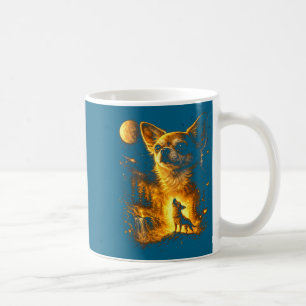 Lustiger Chihuahua heult Mond Mystische Grafik Kun Kaffeetasse