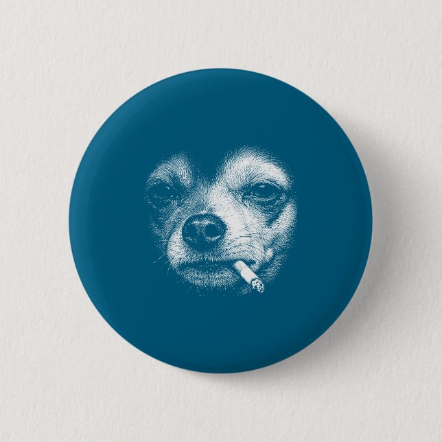 Lustiger Chihuahua-Hund raucht Zigarette Brainrot  Button (Vorderseite)