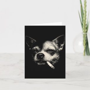 Lustiger Chihuahua-Hund raucht Zigarette Vintage Karte