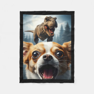 Lustiger Chihuahua-Hund Selfie mit T-Rex Frauen Mä Fleecedecke