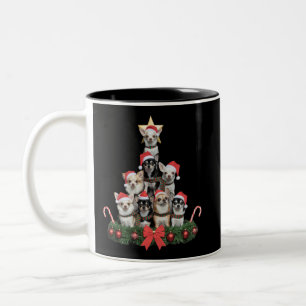 Lustiger Chihuahua-Hund Weihnachtsbaum Xmas  Zweifarbige Tasse