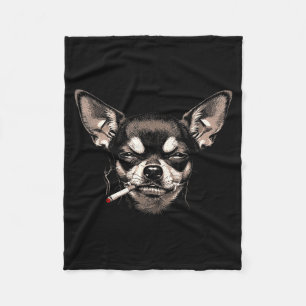 Lustiger Chihuahua-Meme-Hund raucht Zigarette Männ Fleecedecke
