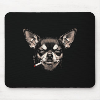 Lustiger Chihuahua-Meme-Hund raucht Zigarette Männ Mousepad