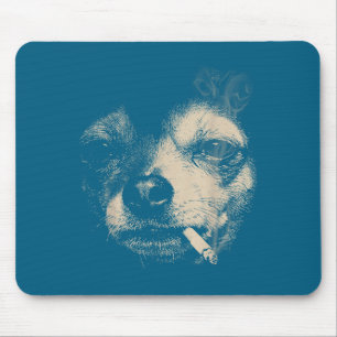 Lustiger Chihuahua-Meme Hund raucht Zigarette Mousepad