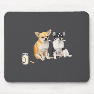 Lustiger Chihuahua-Meme Hund raucht Zigarette  Mousepad