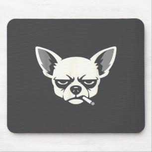 Lustiger Chihuahua-Meme Hund raucht Zigarette Mousepad