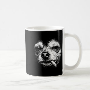Lustiger Chihuahua-Meme Hund raucht Zigarette Retr Kaffeetasse