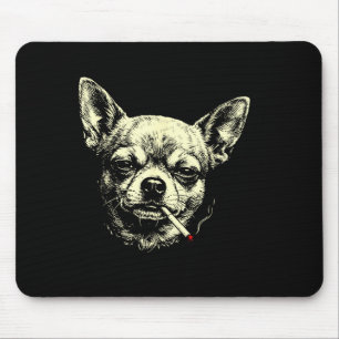 Lustiger Chihuahua-Meme mit Hund, der Zigarette ra Mousepad