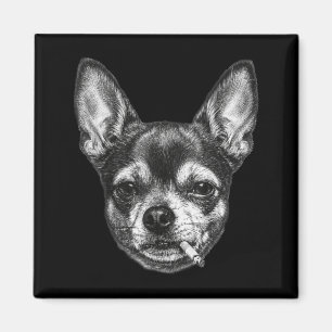 Lustiger Chihuahua-Meme Vintage-Hund raucht Zigare Magnet