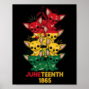 Lustiger Chihuahua Panafrikanische Flagge Juneteen Poster
