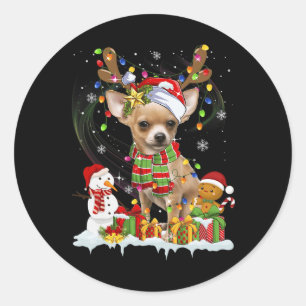Lustiger Chihuahua Weihnachten hässlicher Hund Wei Runder Aufkleber