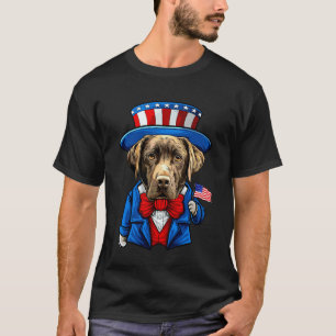 Lustiger Chocolate Lab Hund 4. Juli Labrador Retri T-Shirt