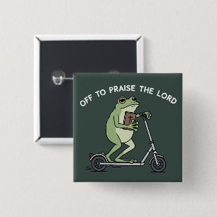 Lustiger christlicher Frosch, der den Herrn lobt, Button