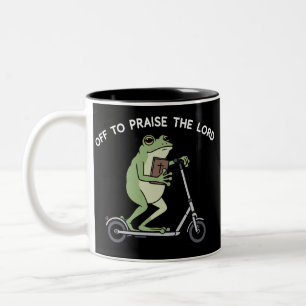 Lustiger christlicher Frosch, der den Herrn lobt,  Zweifarbige Tasse