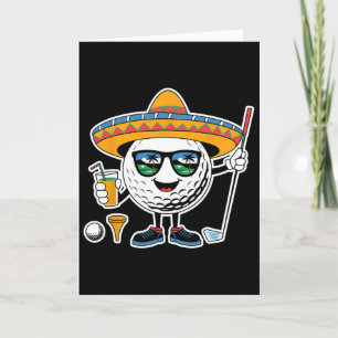 Lustiger Cinco-De-Mayo-Golfball mit Sombrero-Marga Karte