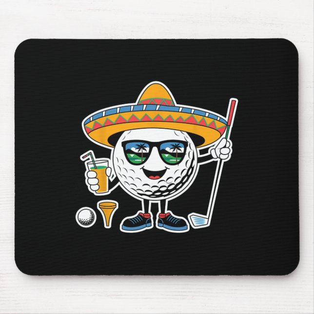 Lustiger Cinco De Mayo Golfball mit Sombrero Marga Mousepad (Vorne)