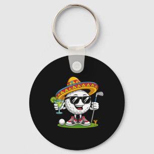 Lustiger Cinco De Mayo Golfball mit Sombrero Marga Schlüsselanhänger