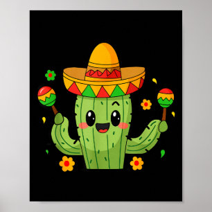 Lustiger Cinco De Mayo Kaktus Sombrero Fiesta Poster