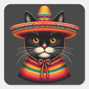 Lustiger Cinco De Mayo Sombrero Festliche Mexikani Quadratischer Aufkleber