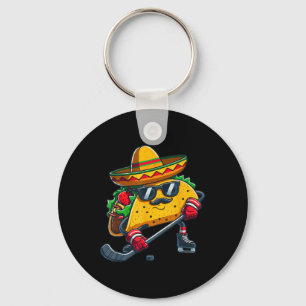 Lustiger Cinco De Mayo Taco Eishockeyspieler Männe Schlüsselanhänger