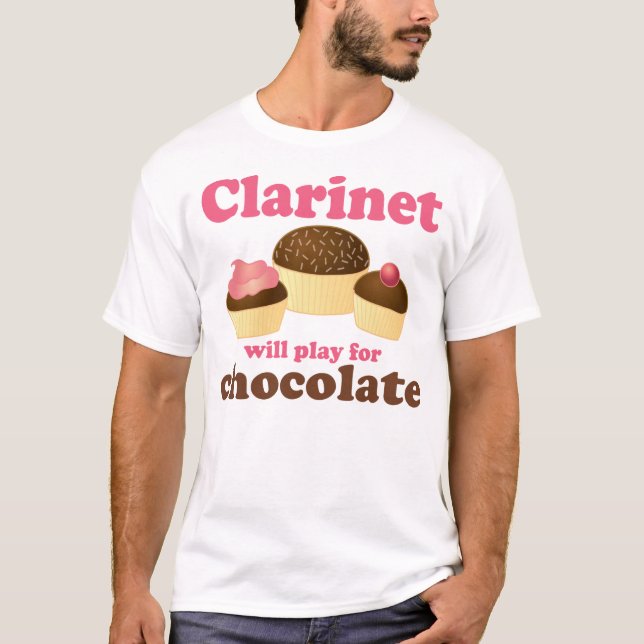 Lustiger Clarinet arbeitet für Schokolade T-Shirt (Vorderseite)