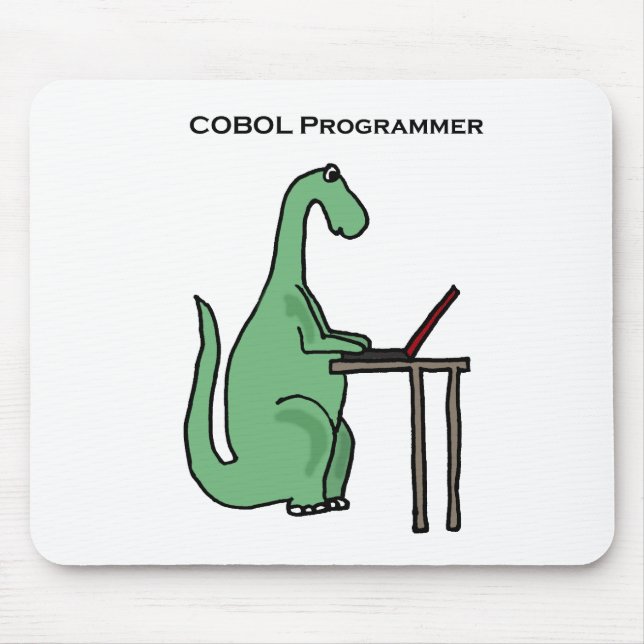 Lustiger COBOL-Programmierer-Dinosaurier Mousepad (Vorne)