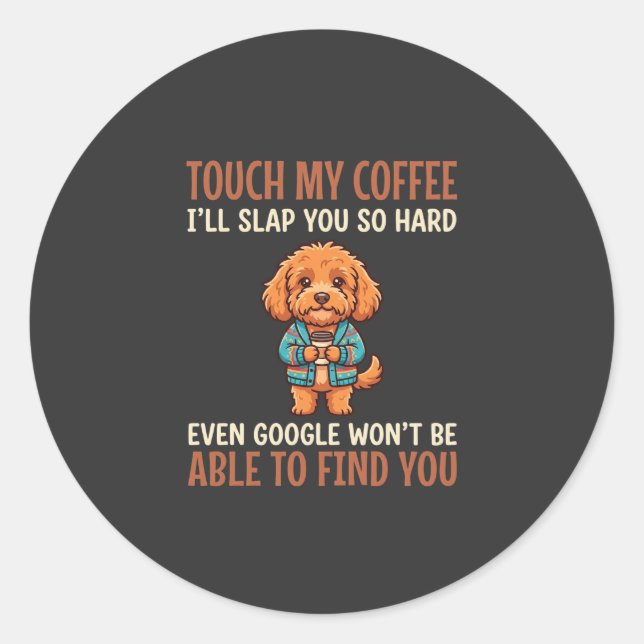 Lustiger Cockapoo Kaffeeliebhaber Runder Aufkleber (Vorderseite)