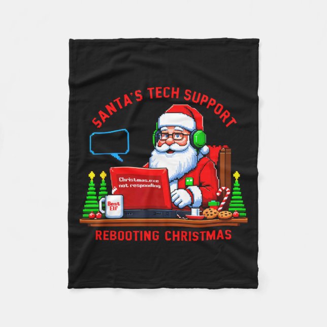 Lustiger Computer-Meme Santa's Tech-Support beim N Fleecedecke (Vorderseite)