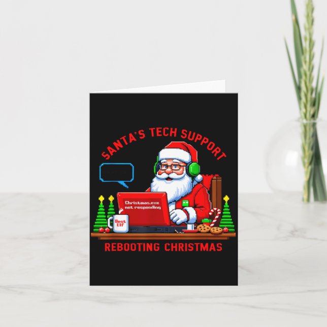 Lustiger Computer-Meme Santa's Tech-Support beim N Karte (Vorderseite)