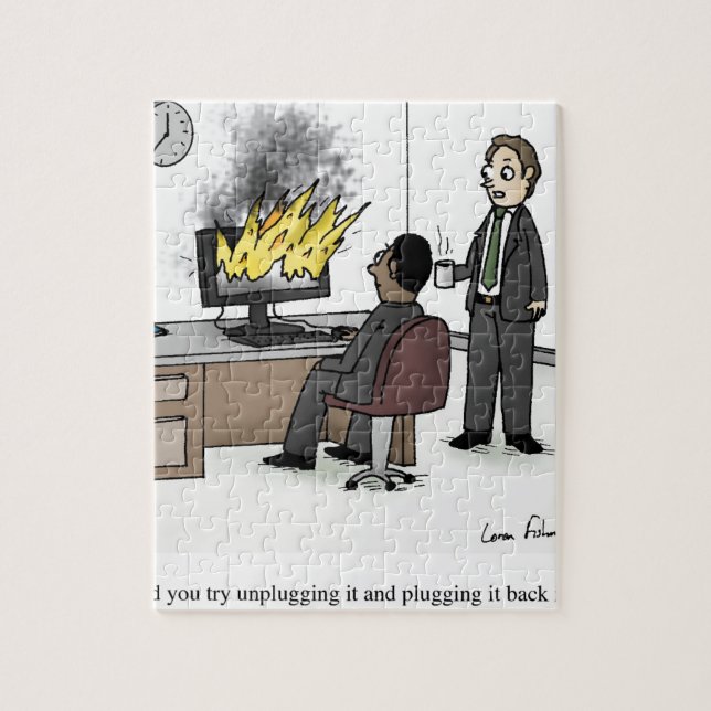 Lustiger Computer und Technologie-Büro-Cartoon (Vertikal)