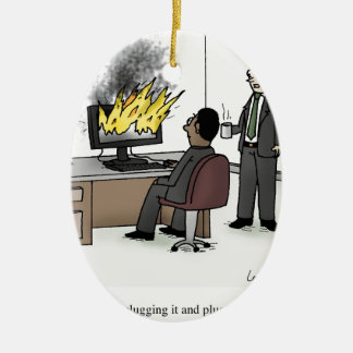 Lustiger Computer und Technologie-Büro-Cartoon Keramik Ornament