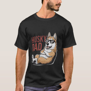 Lustiger cooler aussehender Husky-Vater mit Sonnen T-Shirt