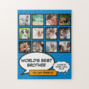 Lustiger Cooler Bruder Foto Collage Blau Comic-Boo