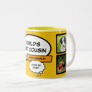 Lustiger cooler Cousin Comic-Book moderner Foto-Co Zweifarbige Tasse