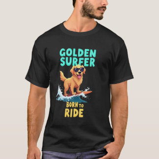 Lustiger Cooler Golden Retriever Surft Hund T-Shirt
