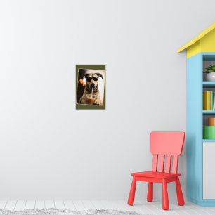 Lustiger cooler Hund, der Eiscafé-Poster trinkt Poster