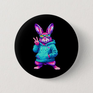 Lustiger Cooler Kaninchen Hip Hop Hase Ostern Männ Button