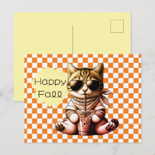 Lustiger Cooler Katzentee Froher Herbst Postkarte