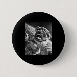 Lustiger Cooler Mops-Astronaut Weltraum-Selfie Kos Button