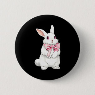 Lustiger Coquette-Hase rosa Schleifenband Button