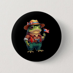 Lustiger Coqui-Frosch Puerto Rico-Flagge Taino Bor Button