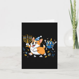 Lustiger Corgi Dreidel Menorah Chanukka Kinder Dam Karte